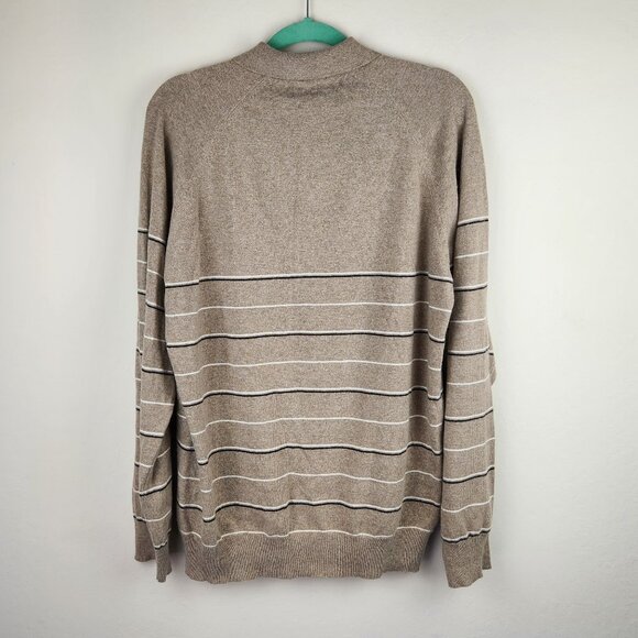 Basco VTG Cotton Cashmere Angora Blend Knit Striped Raglan Sleeve Polo Sweater M - Picture 2 of 10